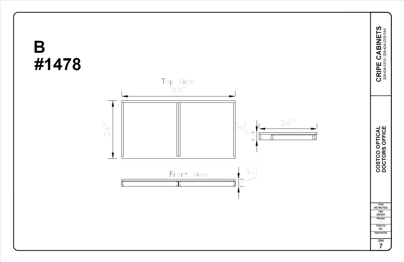 1478 B- 2 Drawer Reception Desk Return