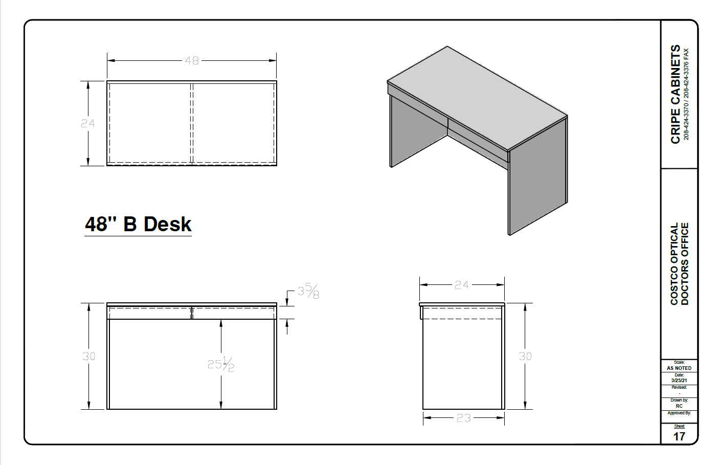 1478 B- 2 Drawer Reception Desk Return